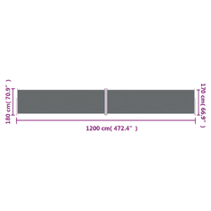 Vidaxl antracitszürke behúzható oldalsó napellenző 180 x 1200 cm (318074)