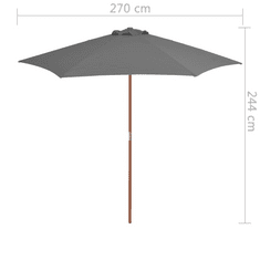 Vidaxl antracitszürke kültéri napernyő farúddal, 270 cm (44515)