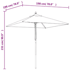 Vidaxl antracitszürke kerti napernyő fa rúddal 198x198x231 cm (363185)