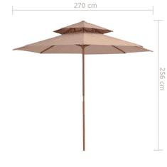 Vidaxl tópszínű kétszintes napernyő fa rúddal 270 cm (44520)