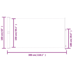 Vidaxl krémszínű behúzható oldalsó terasznapellenző 160 x 300 cm (317839)