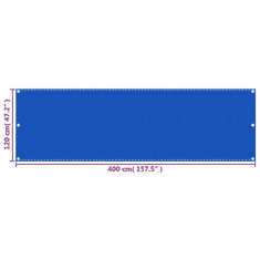 Vidaxl kék HDPE erkélyparaván 120 x 400 cm (310989)