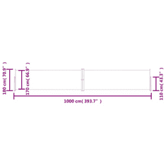 Vidaxl antracitszürke behúzható oldalsó napellenző 180 x 1000 cm (318038)