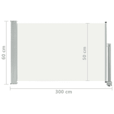 Vidaxl krémszínű kihúzható oldalsó terasz napellenző 60 x 300 cm (48353)