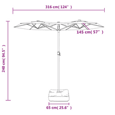 Vidaxl tópszínű dupla tetős napernyő LED-ekkel 316x240 cm (362972)