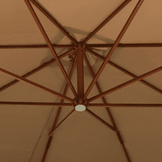 Vidaxl tópszínű függő napernyő fa rúddal 300 cm (318447)