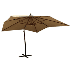 Vidaxl tópszínű függő napernyő fa rúddal 300 cm (318447)