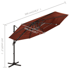 Vidaxl 4 szintes terrakotta napernyő alumíniumrúddal 3 x 3 m (313833)