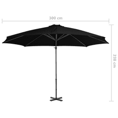 Vidaxl fekete konzolos napernyő alumíniumrúddal 300 cm (46988)