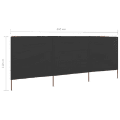 Vidaxl 3 paneles antracitszürke szövet szélfogó 400 x 80 cm (47142)