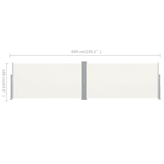 Vidaxl összecsukható oldalsó napellenző 160x600 cm krém (42179)