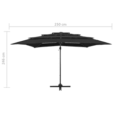 Vidaxl 4 szintes fekete napernyő alumíniumrúddal 250 x 250 cm (313826)