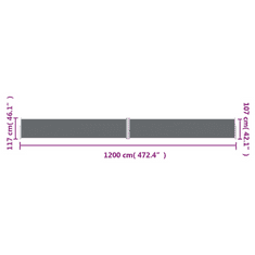 Vidaxl antracitszürke behúzható oldalsó napellenző 117 x 1200 cm (318056)