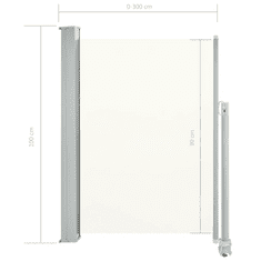 Vidaxl krémszínű behúzható oldalsó terasz napellenző 100 x 300 cm (45185)