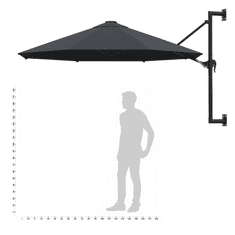 Vidaxl antracitszürke falra szerelhető napernyő fémrúddal 300 cm (44865)