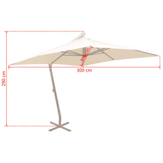 Vidaxl függesztett, homokszínű napernyő alumínium rúddal 300 x 300 cm (42974)