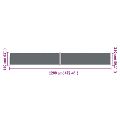 Vidaxl antracitszürke behúzható oldalsó napellenző 160 x 1200 cm (318068)