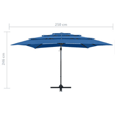 Vidaxl 4 szintes azúrkék napernyő alumíniumrúddal 250 x 250 cm (313827)