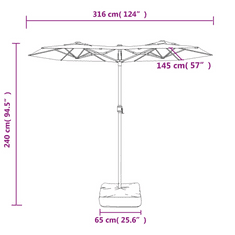 Vidaxl tópszínű dupla tetős napernyő 316x240 cm (362964)