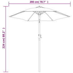 Vidaxl antracitszürke alumínium napernyő 200 x 224 cm (47206)