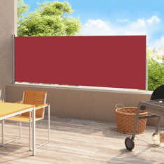 Vidaxl piros behúzható oldalsó terasznapellenző 180 x 500 cm (313410)