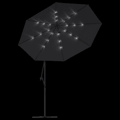 Vidaxl fekete konzolos napernyő LED-fényekkel és acélrúddal 300 cm (47136)
