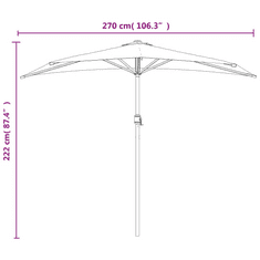 Vidaxl antracit féloldalas erkély napernyő alumíniumrúddal 270x144 cm (44589)