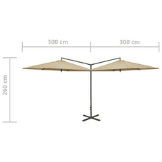 Vidaxl tópszínű dupla napernyő acélrúddal 600 cm (312565)