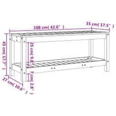 Greatstore fehér tömör fenyőfa kerti pad 108x35x45 cm