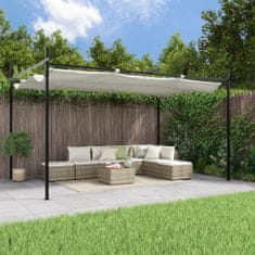 Greatstore krémszínű pergola behúzható tetővel 395 x 292 x 230 cm