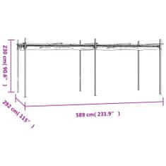 Greatstore antracitszürke pergola behúzható tetővel 589 x 292 x 230 cm