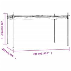 Greatstore antracitszürke pergola behúzható tetővel 395 x 292 x 230 cm