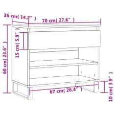 Vidaxl szürke sonoma színű szerelt fa cipősszekrény 70x36x60 cm 831450