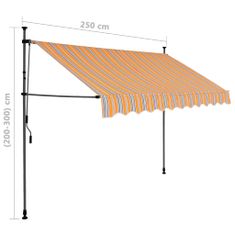 Vidaxl sárga és kék kézzel kihúzható LED-es napellenző 250 cm 145851