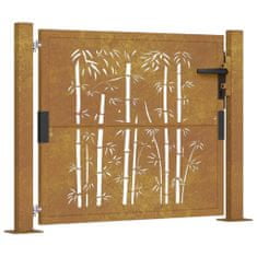 Vidaxl bambuszmintás corten acél kerti kapu 105 x 105 cm 153185