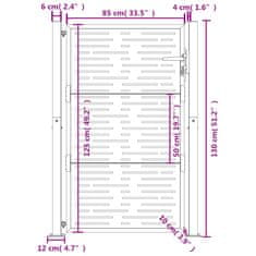 Vidaxl antracitszürke acél négyszögmintás kertkapu 105 x 130 cm 153192