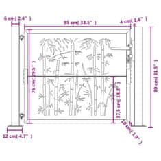 Vidaxl antracitszürke acél bambuszmintás kertkapu 105 x 80 cm 153178