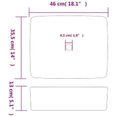 Vidaxl fekete kerámia négyszögletes asztali mosdó 46 x 35,5 x 13 cm 155073