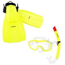 Spokey BOJKO Junior snorkeling szett: maszk, snorkel és uszony, 3,5 mm-es méret, 4,5 mm-es méret. M (32/35)