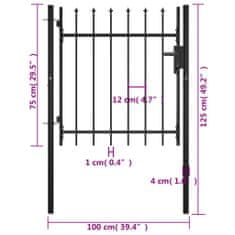 Vidaxl ajtós lándzsahegy tetejű kerítéskapu 100 x 75 cm 144358