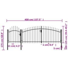 Vidaxl fekete acél kertkapu 1,75 x 4 m 144363