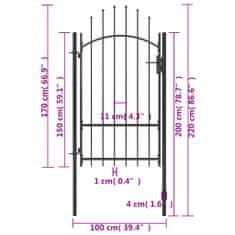 Vidaxl fekete acél kertkapu 1 x 2,2 m 146320