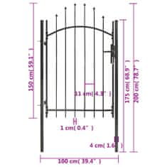 Vidaxl fekete acél kertkapu 1 x 2 m 143060