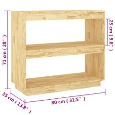 Vidaxl tömör fenyőfa könyvszekrény 80 x 35 x 71 cm 810879