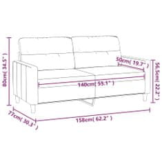 Vidaxl 2 személyes világossárga szövet kanapé 140 cm 359240