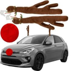 BigBuy Karácsonyi autós dekoráció készlet - aganccsal és orral (BB-20223)