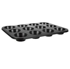 BigBuy 35 x 26,5 x 3cm-es, teflonos muffin sütő tepsi - 12 db színes, tapadásmentes szilikon muffin formával (BB-17212)