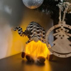 BigBuy Mesebeli, világító karácsonyi manó - szakállas skandináv manó textilből, beépített LED lámpával (BB-20354)
