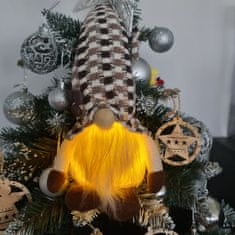 BigBuy Mesebeli, világító karácsonyi manó - szakállas skandináv manó textilből, beépített LED lámpával (BB-20354)