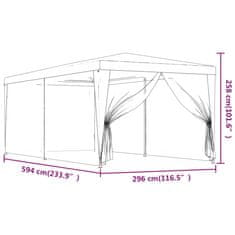 Vidaxl antracitszürke HDPE rendezvénysátor 6 hálós oldalfallal 3x6 m 319239